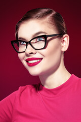 Fototapeta na wymiar cheerful girl in glasses