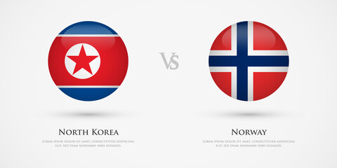 North Korea vs Norway country flags template. The concept for game, competition, relations, friendship, cooperation, versus.