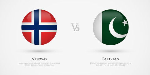 Norway vs Pakistan country flags template. The concept for game, competition, relations, friendship, cooperation, versus.