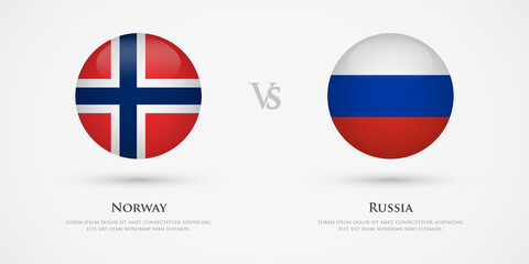 Norway vs Russia country flags template. The concept for game, competition, relations, friendship, cooperation, versus.
