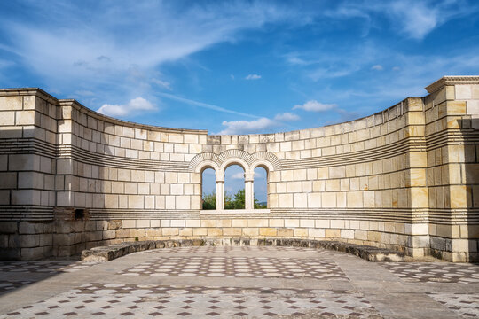 Details of the ruins of The Great Basilica, which is the largest Christian cathedral in medieval Europe near Pliska - capital city of the First Bulgarian Empire..