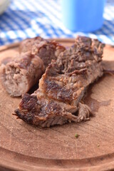 argentine meat grilled on the barbecue made with burned firewood
