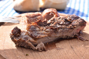 argentine meat grilled on the barbecue made with burned firewood