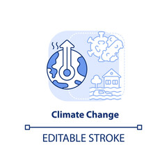 Climate change light blue concept icon. Reason for increased risk of pandemic abstract idea thin line illustration. Isolated outline drawing. Editable stroke. Arial, Myriad Pro-Bold fonts used