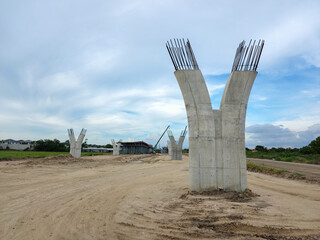 pole construction of toll way  in process