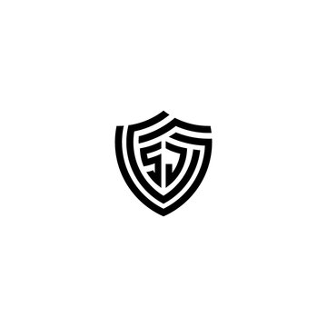 JS geometric line shield logo initial concept with high quality logo design