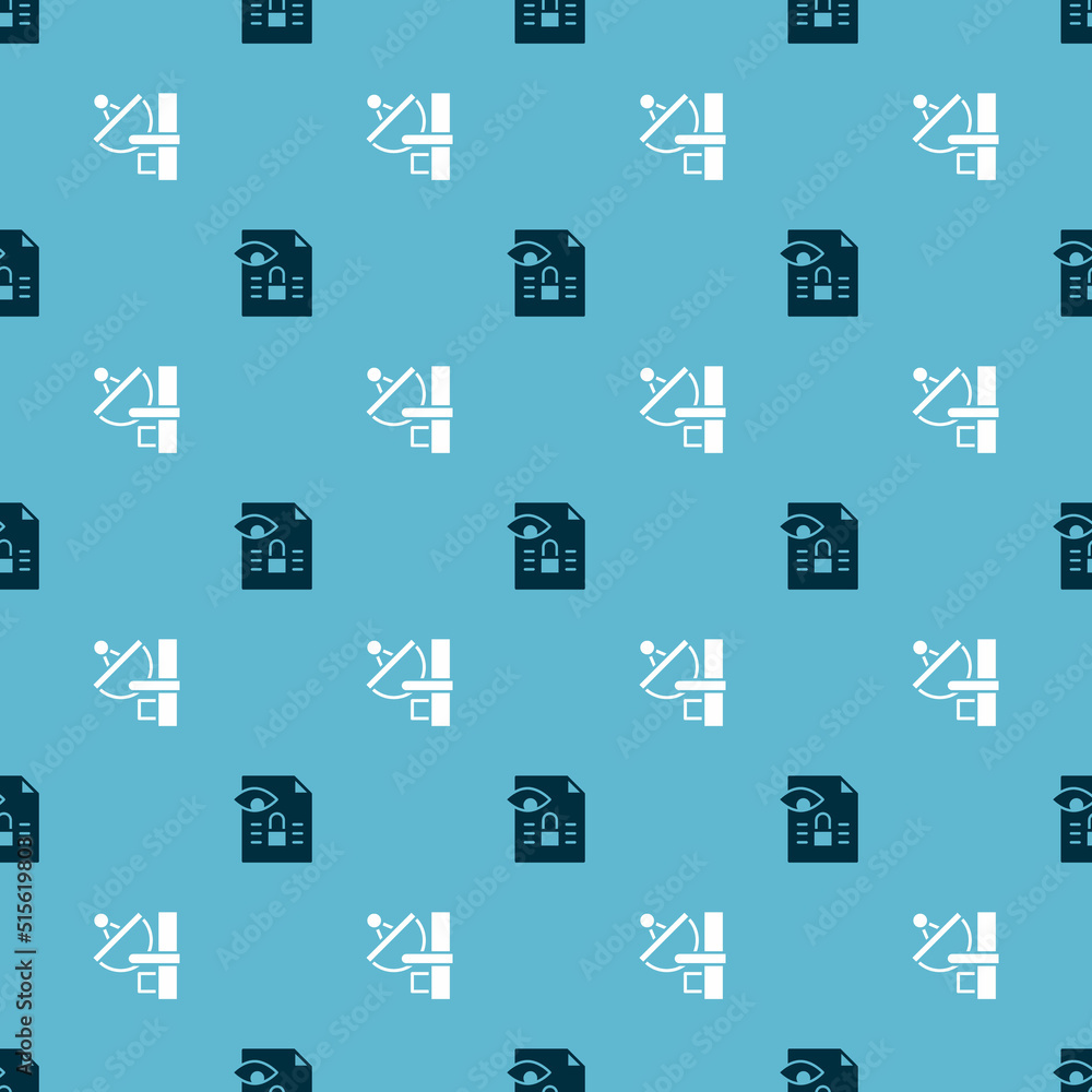 Poster set journalistic investigation and radar on seamless pattern. vector