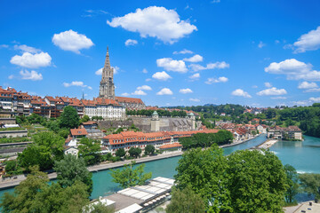 Cathedral of Bern Swiss panoramic view with river