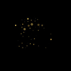 Falling Snow flakes golden pattern Holiday Vector