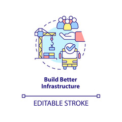 Build better infrastructure concept icon. Reduction of overcrowding abstract idea thin line illustration. Isolated outline drawing. Editable stroke. Arial, Myriad Pro-Bold fonts used