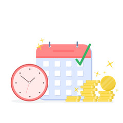 Timely payment of salaries and loans. Marking the date of payment in the calendar. Vector in flat style