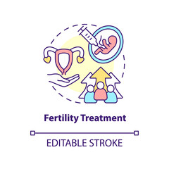 Fertility treatment concept icon. Conceiving technology. Cause of overpopulation abstract idea thin line illustration. Isolated outline drawing. Editable stroke. Arial, Myriad Pro-Bold fonts used