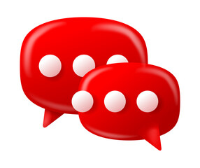 3D red speech bubble - for messenger, support