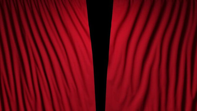 3D animation - Red theater curtain opening with black and white alpha channel