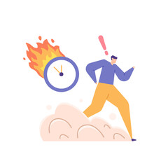 Fototapeta premium deadline, rush, tight time, rush hour. an employee tries to run as hard as he can because he is being chased by a deadline. problems at work. manage time. flat cartoon illustration. concept design