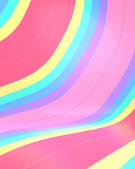 3d rendered curly rainbow stripes background.