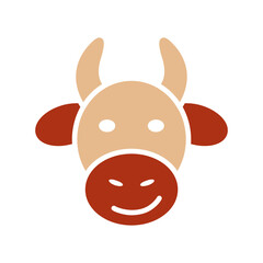Cow glyph icon. Farm animal vector illustration