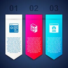 Set Browser setting, Computer and Create account screen. Business infographic template. Vector