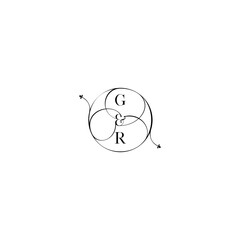 GR feminine wedding line initial concept with high quality logo design - obrazy, fototapety, plakaty