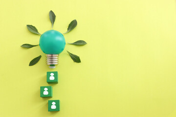 Concept image if green lightbulb, symbol of scr, innovation and eco friendly business
