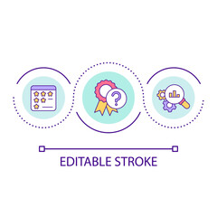 Suspicious rating loop concept icon. Product quality badge. Calculate and assess rank abstract idea thin line illustration. Isolated outline drawing. Editable stroke. Arial font used