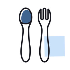 Spoon and fork for baby vector isolated icon