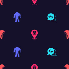 Set Flippers for swimming, Wetsuit scuba diving, Scallop sea shell and on seamless pattern. Vector