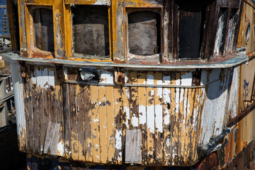 Closeup View of Old Decaying Fishing Boat at a Harbour Location