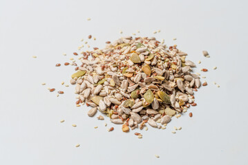 Mix of seeds for a salad. A pile of mixed seeds.