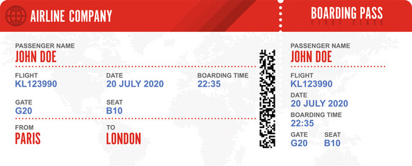 Boarding pass vector illustration isolated on white background