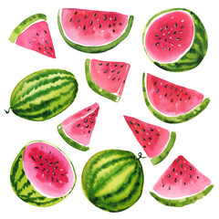 watercolor set of clipart watermelon hand painted illustration for sweet summer designs