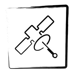 satellite icon. brush frame. vector illustration.