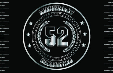 52th silver anniversary logo with ring. Silver anniversary laurel wreath.