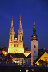 Cathedral of St. Stephen and church of St, Mary in Zagreb. Croatia