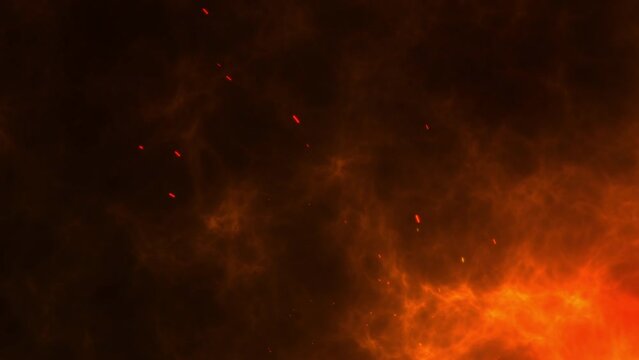 Fire particle ember with hot cloud smoke motion graphic background