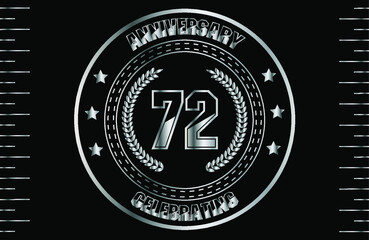 72th silver anniversary logo with ring. Silver anniversary laurel wreath.