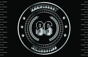 86th silver anniversary logo with ring. Silver anniversary laurel wreath.