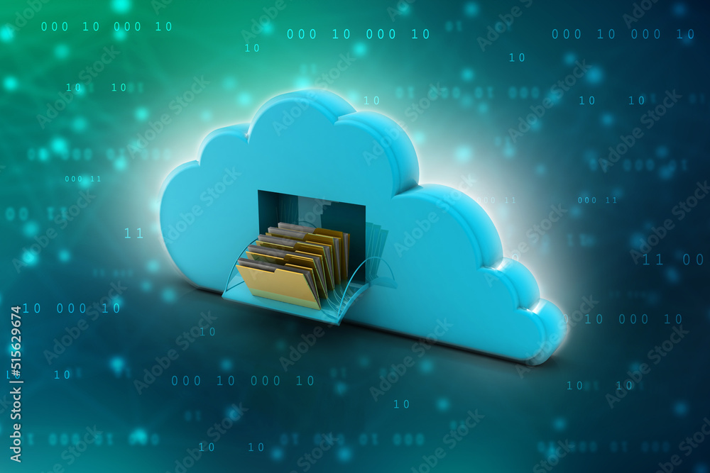 Poster 3d rendering cloud folder network