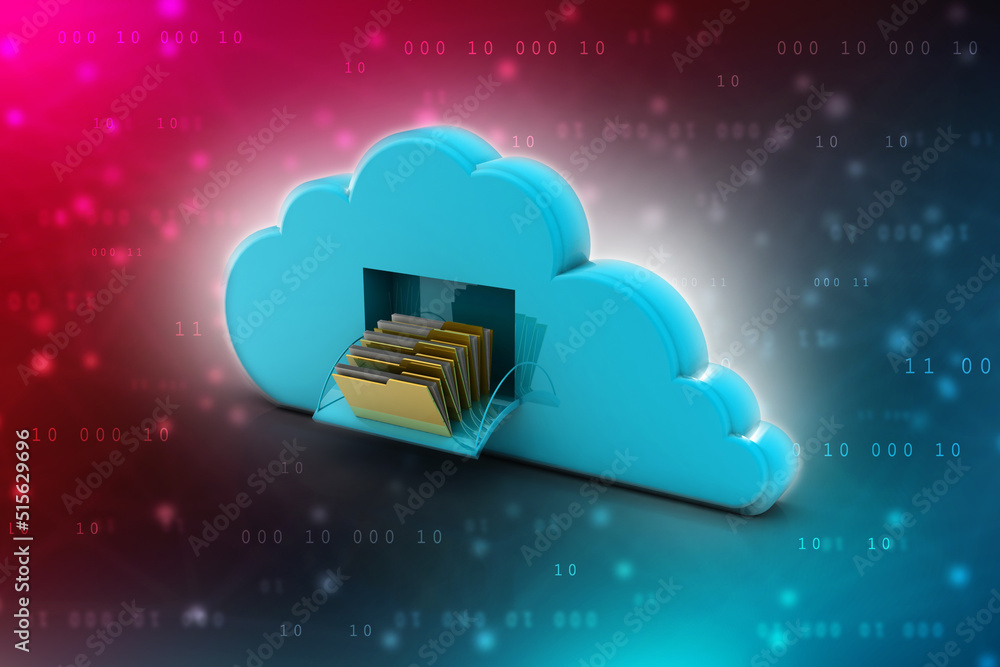 Poster 3d rendering cloud folder network