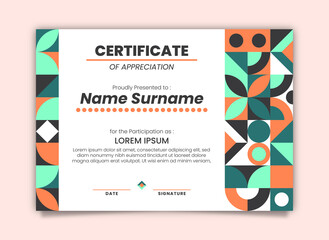 Geometric flat mosaic certificate template design