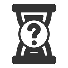 Hourglass and question mark - vector sign, web icon, illustration on white background, glyph style