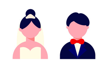 Obraz na płótnie Canvas Bride and groom are brunettes. Vector illustration.