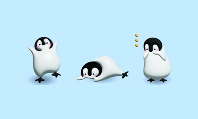 penguins on the snow