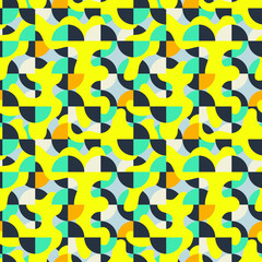 Seamless pattern with wave shapes and circles