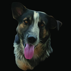 portrait of a dog vector oil paint 