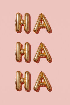 interjection ha ha ha on a pink background