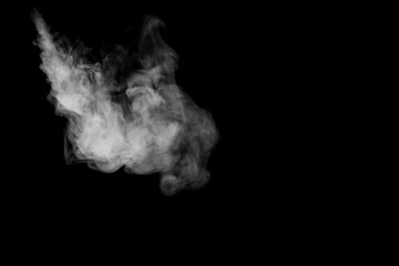 Abstract fog or smoke move isolated on black background. White cloudiness, mist, smoke or smog background.