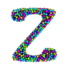 Letter Z made of colored metal balls, isolated on white, 3d rendering