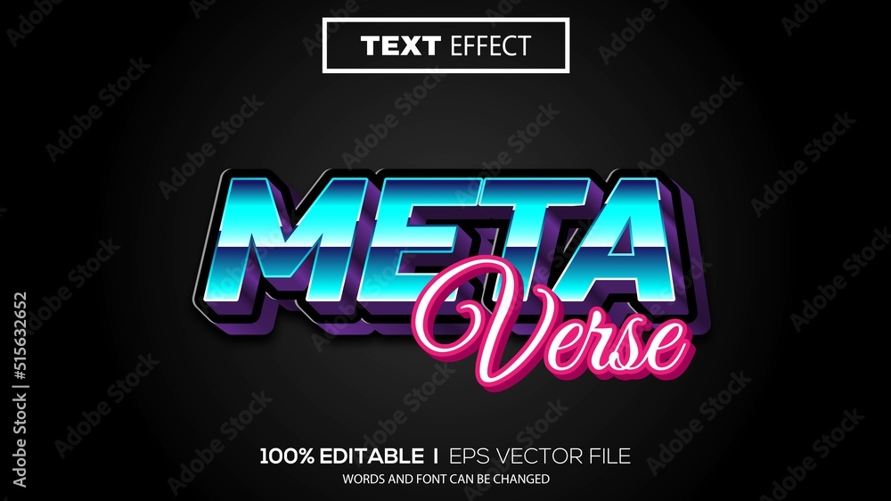 Poster 3d meta verse text effect - editable text effect