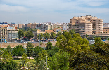 Fototapeta na wymiar Panoramic view of old town of Valencia